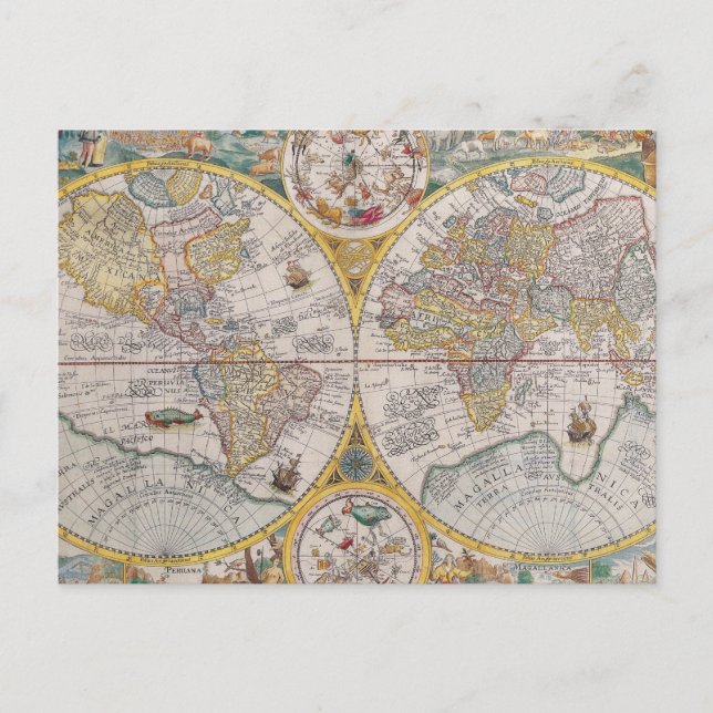 Mittelalterliche Weltkarte von 1525 Postkarte (Vorderseite)