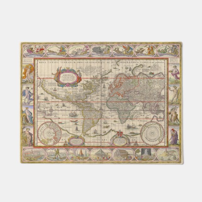 Mittelalterliche Weltkarte (von Willem Blaeu) Fußmatte (Vorderseite)