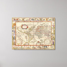 Mittelalterliche Weltkarte (von Willem Blaeu) Leinwanddruck