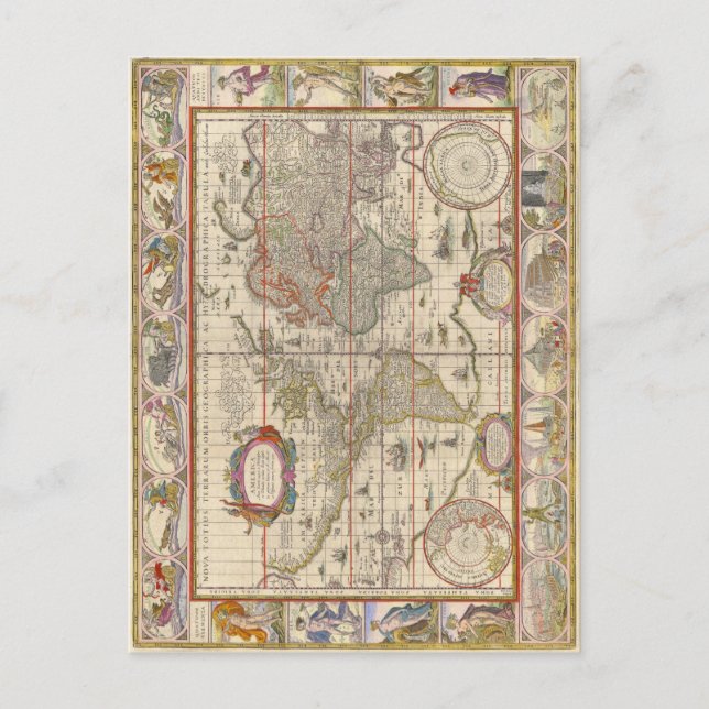 Mittelalterliche Weltkarte (von Willem Blaeu) Postkarte (Vorderseite)