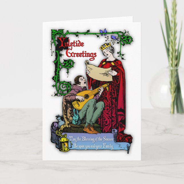 Mittelalterliche Yuletide Grüße Feiertagskarte (Vorderseite)