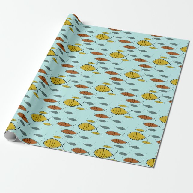 Mittelalterliche Zeitalter der modernen Fische Ato Geschenkpapier (Ungerollt)