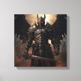 Mittelalterlicher Angel Warrior - gearbeitete Lein Leinwanddruck