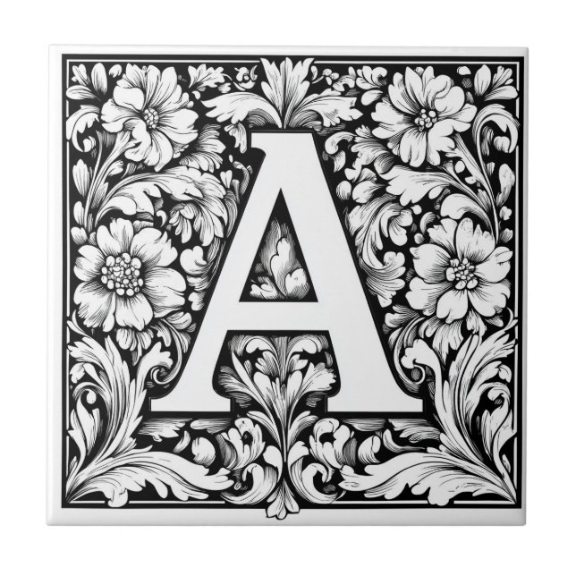 mittelalterlicher beleuchteter Buchstabe A Fliese (Vorderseite)