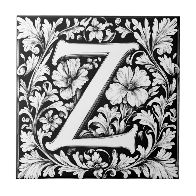 mittelalterlicher beleuchteter Buchstabe Z Fliese (Vorderseite)