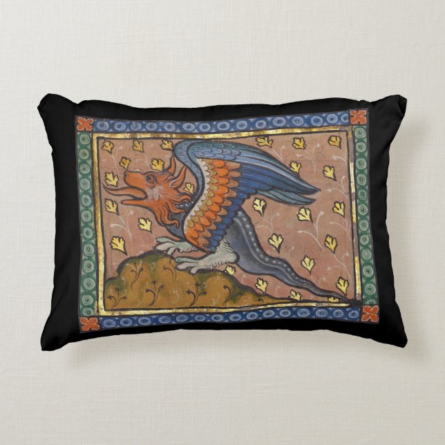 Mittelalterlicher Bestiardrache c. 1270 Dekokissen (Vorderseite)
