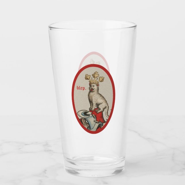 Mittelalterlicher "Blep" Katzen-Glasbecher Glas (Vorderseite)