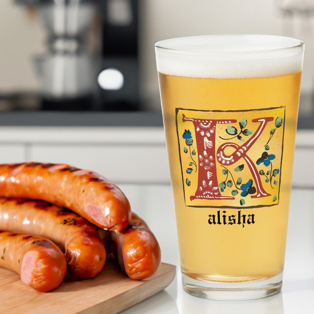 mittelalterlicher blorbeleuchteter Letter K Monogr Glas (Von Creator hochgeladen)