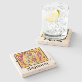 mittelalterlicher blorbeleuchteter Letter N Monogr Steinuntersetzer