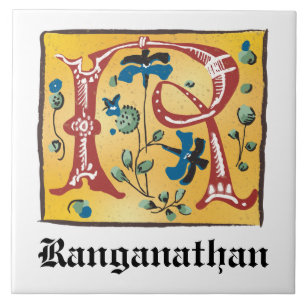 mittelalterlicher blorbeleuchteter Letter R Monogr Fliese