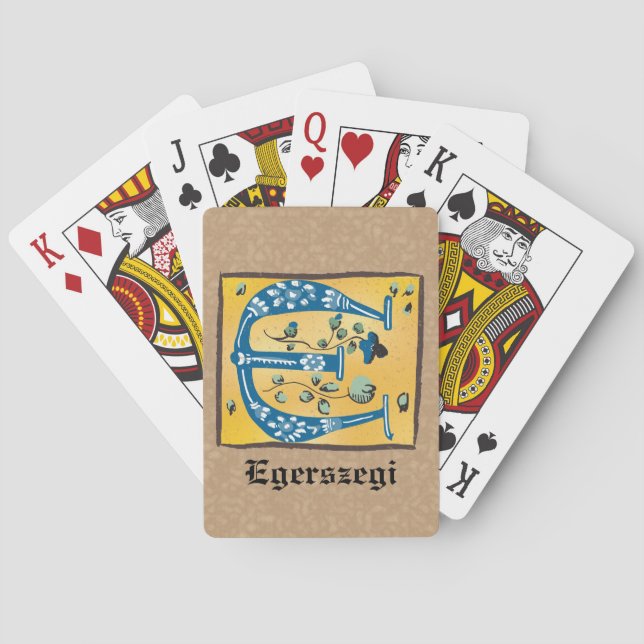 mittelalterlicher blutlichter Letter E Monogramm Spielkarten (Rückseite)