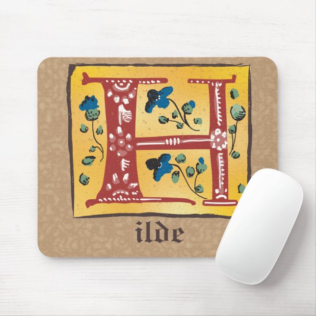 Mittelalterlicher blutlichter Letter H Monogramm Mousepad (Mit Mouse)