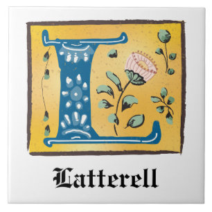 Mittelalterlicher blutlichter Letter L Monogramm Fliese