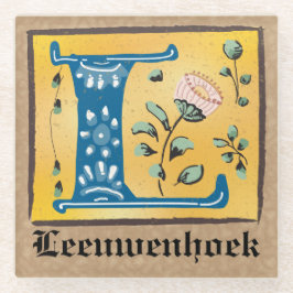 Mittelalterlicher blutlichter Letter L Monogramm Glasuntersetzer