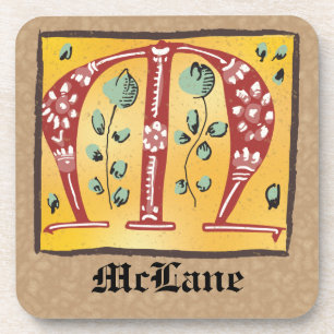 mittelalterlicher blutlichter Letter M Monogramm Getränkeuntersetzer