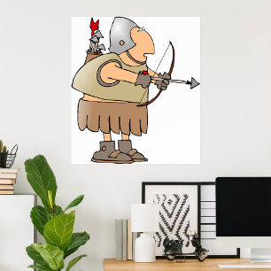 Mittelalterlicher Bogenschütze Krieger Lustiger Ri Poster