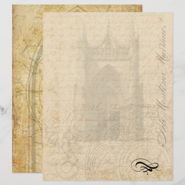 Mittelalterlicher Briefkopf - Palimpsest (Vorne/Hinten)