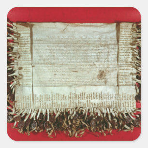 Mittelalterlicher Buchstabe des Protestes von dem Quadratischer Aufkleber