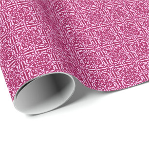 Mittelalterlicher Damast Fleur-de-lis, Bordeaux Geschenkpapier