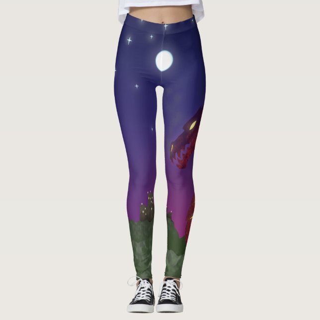 Mittelalterlicher Drache Leggings (Vorderseite)
