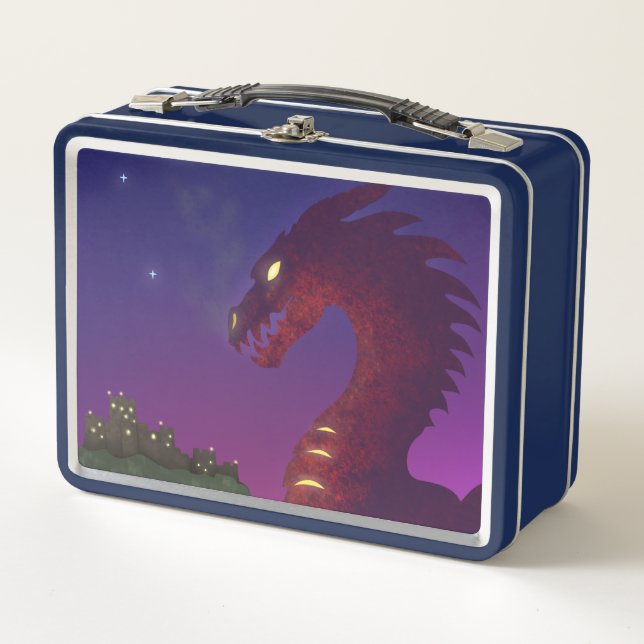 Mittelalterlicher Drache Metall Brotdose (Vorderseite)