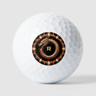 🐉 Mittelalterlicher Drachen-Wappen-Namensring-Rah Golfball
