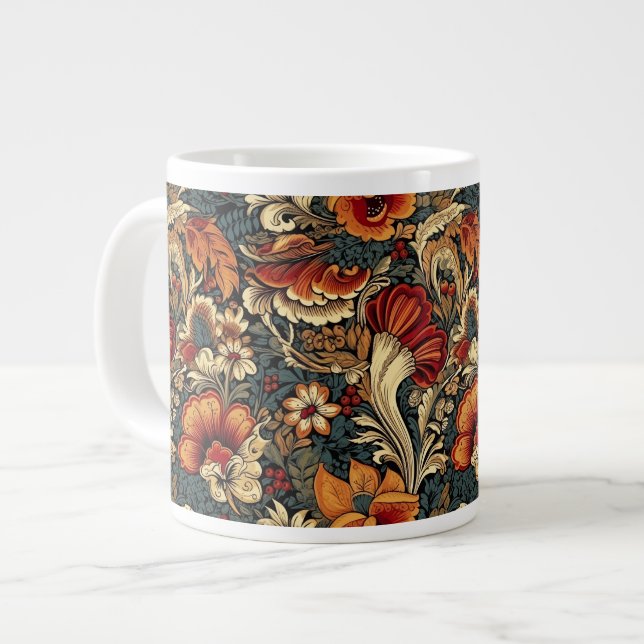 Mittelalterlicher Garten Blumenmuster Jumbo-Tasse (Vorderseite Links)