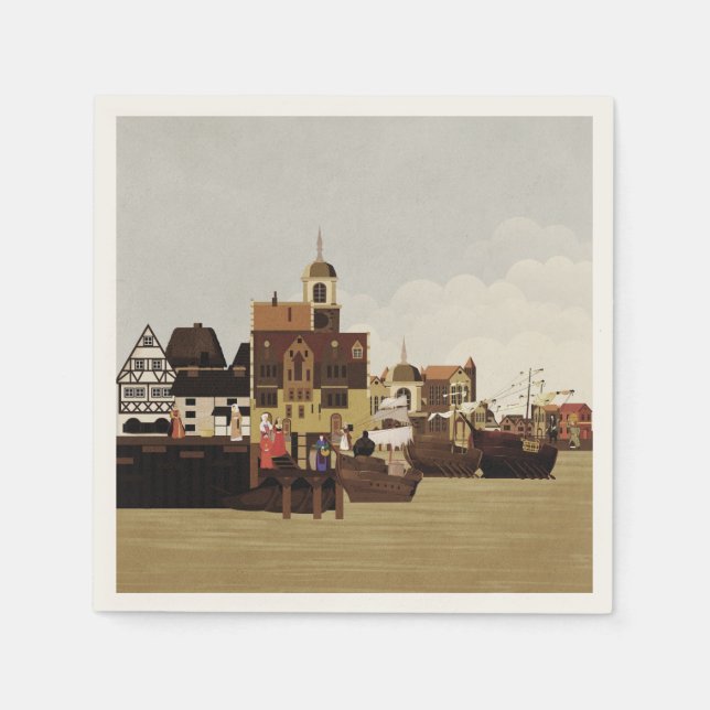 mittelalterlicher Hafen Serviette (Vorderseite)