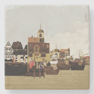 mittelalterlicher Hafen Steinuntersetzer