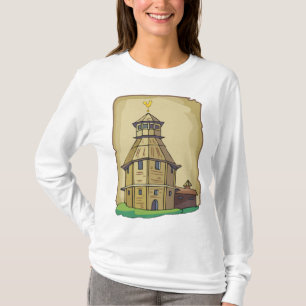 Mittelalterlicher hölzerner Wachturm und Festung T-Shirt