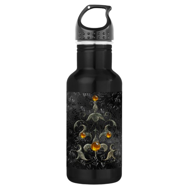 Mittelalterlicher Juwel in Schwarz Edelstahlflasche (Vorderseite)