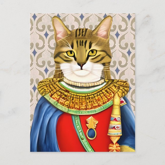 Mittelalterlicher Katzenprinz Postkarte (Vorderseite)