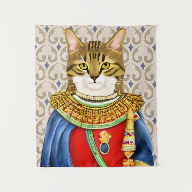 Mittelalterlicher Katzenprinz Wandteppich (Vorderseite)