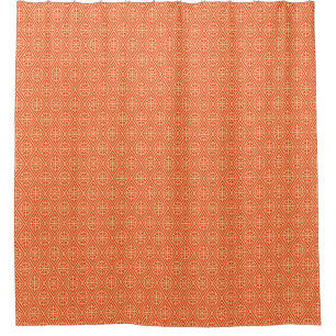 Mittelalterlicher KreuzDamast - Korallenorange und Duschvorhang