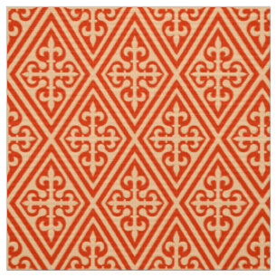 Mittelalterlicher KreuzDamast - Korallenorange und Stoff