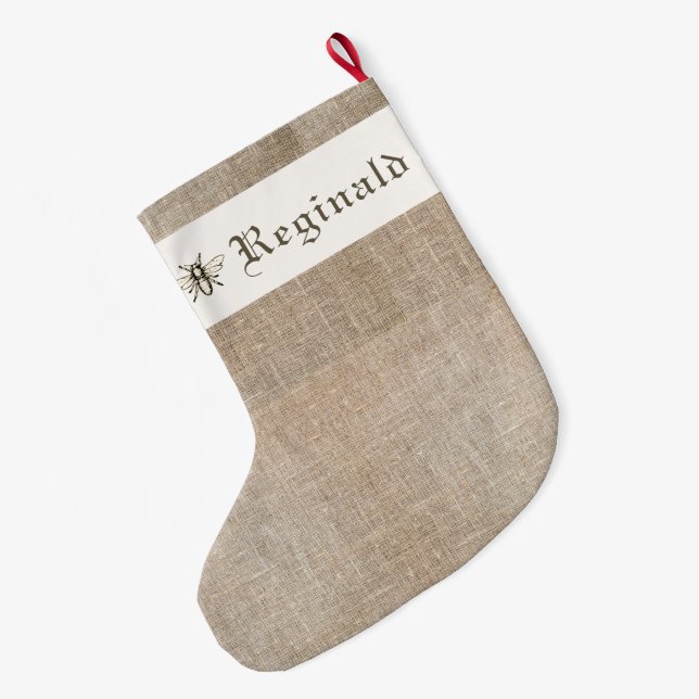 Mittelalterlicher "Linen" Weihnachtsmarkt Strumpf  Großer Weihnachtsstrumpf (Rückseite (Hängend))