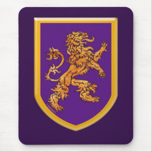Mittelalterlicher Löwe auf lila Schild Mousepad