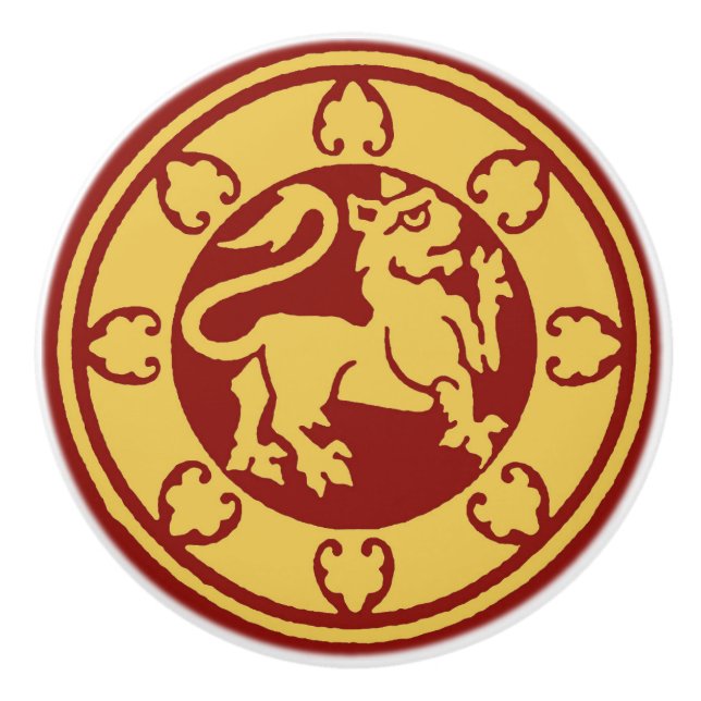 Mittelalterlicher Löwe Keramikknauf (Vorderseite)