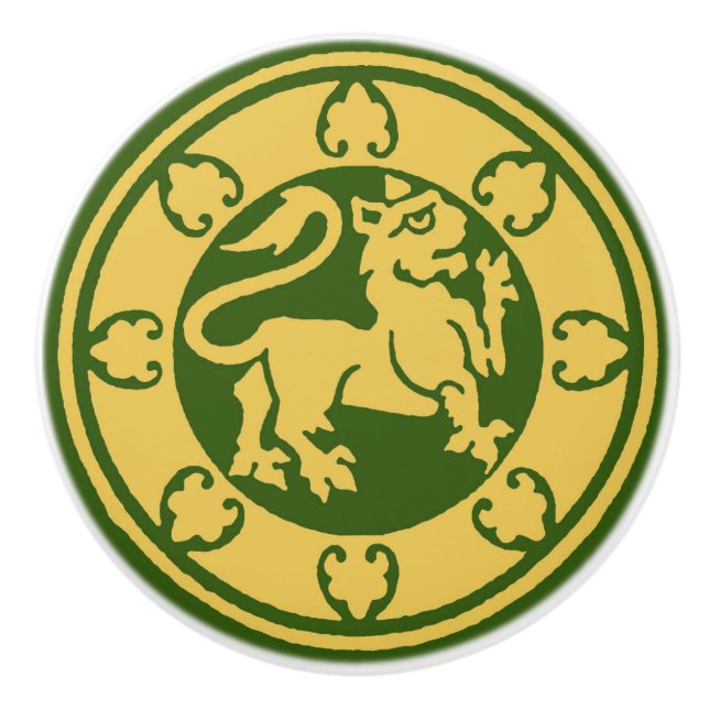 Mittelalterlicher Löwe Keramikknauf (Vorderseite)