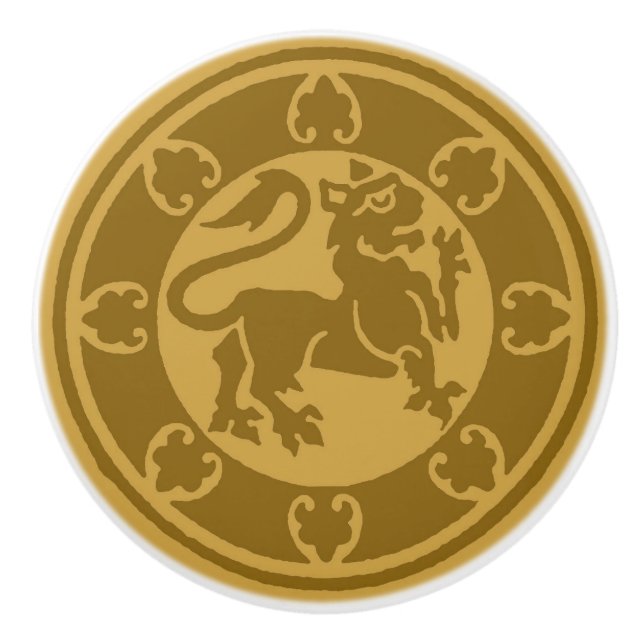 Mittelalterlicher Löwe Keramikknauf (Vorderseite)