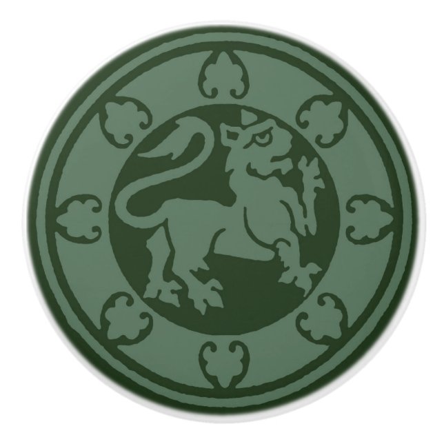 Mittelalterlicher Löwe Keramikknauf (Vorderseite)