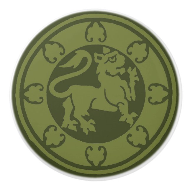 Mittelalterlicher Löwe Keramikknauf (Vorderseite)