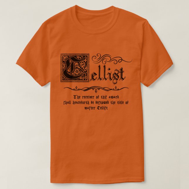 Mittelalterlicher Master Cellist T-Shirt (Design vorne)