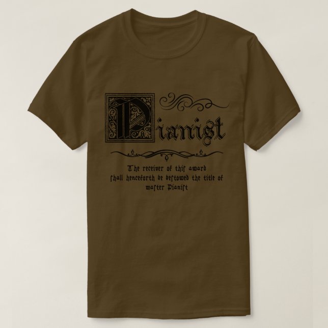 Mittelalterlicher Meister Pianist T-Shirt (Design vorne)