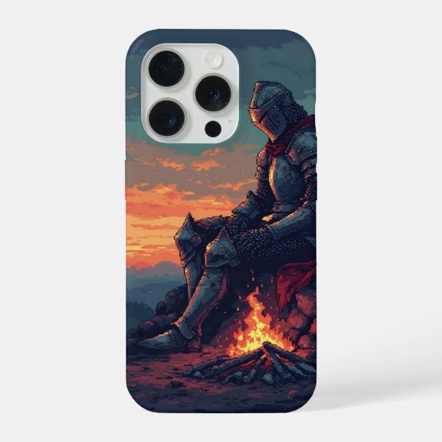 Mittelalterlicher Ritter am Campfire - Fantasy iPh iPhone 15 Pro Hülle (Rückseite)