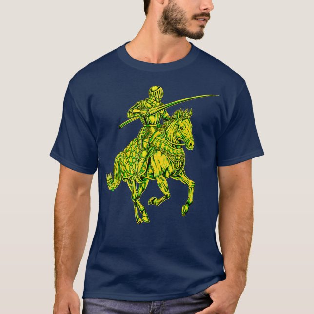 Mittelalterlicher Ritter am Horseback Jousting T-Shirt (Vorderseite)