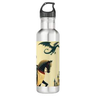 Mittelalterlicher Ritter/Drache/Burgfantsänger Edelstahlflasche