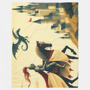 Mittelalterlicher Ritter/Drache/Burgfantsänger Fleecedecke