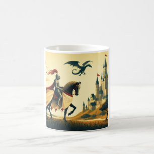 Mittelalterlicher Ritter/Drache/Burgfantsänger Kaffeetasse