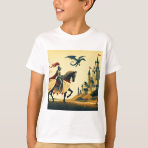Mittelalterlicher Ritter/Drache/Burgfantsänger T-Shirt